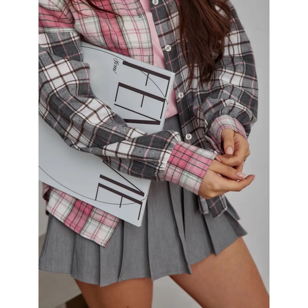 2025 Plus Size Color Block Pla - Korean Lifestyle 评论和价格