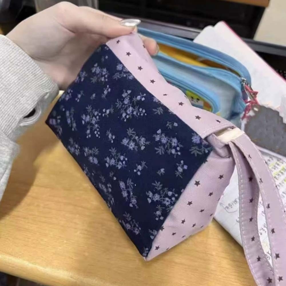 Purple Print Floral Makeup Bag - Lifestyle Of Korean 评论和价格