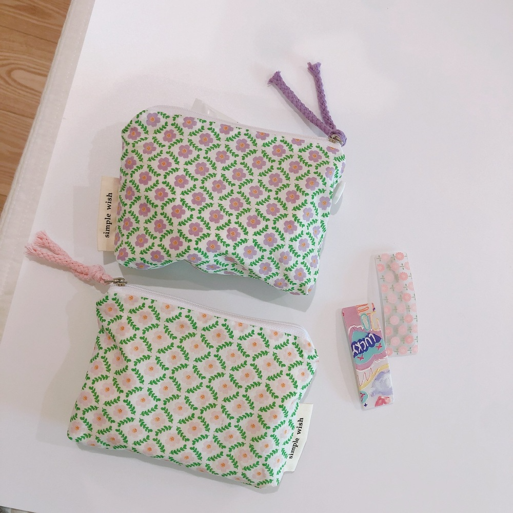 Small Flower Cosmetic Bag Cott - Korean Skincare Routine 评论和价格
