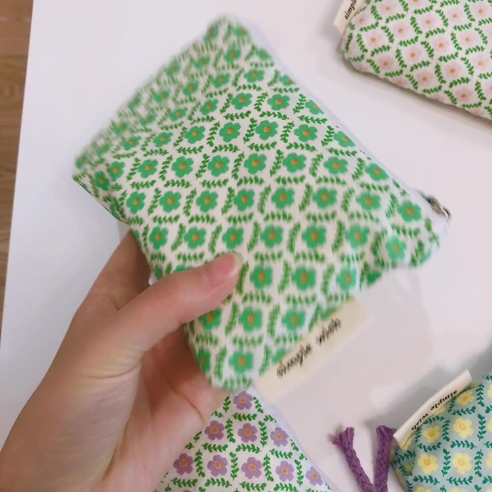 Small Flower Cosmetic Bag Cott - Korean Skincare Routine 评论和价格