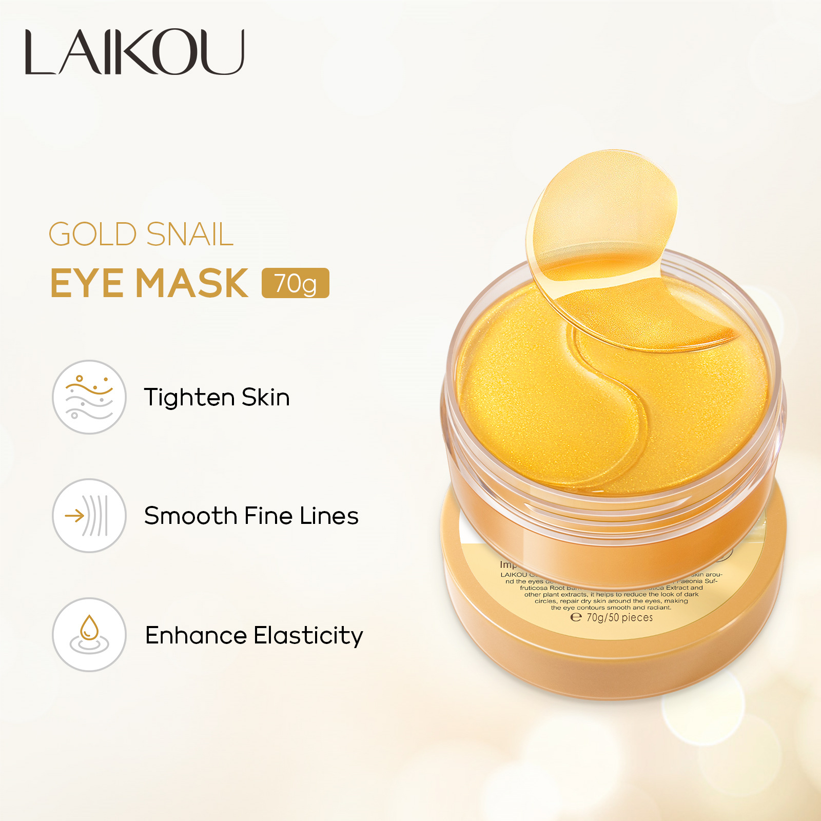 LAIKOU 50pcs Golden Snail Coll - Sheet Mask Collagen 评论和价格