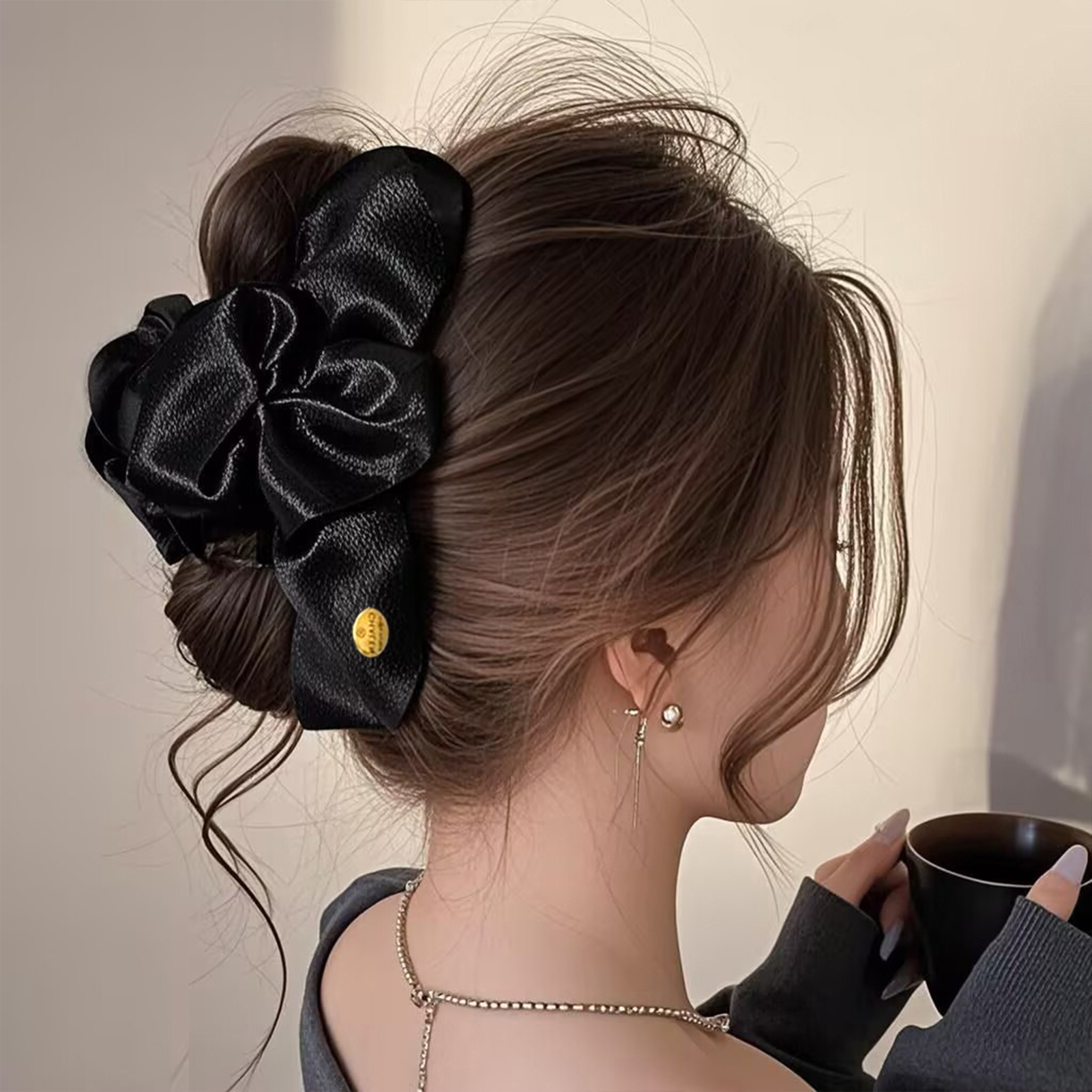 Large Satin Hair Claw Korean S - Korean Daily Lifestyle 评论和价格