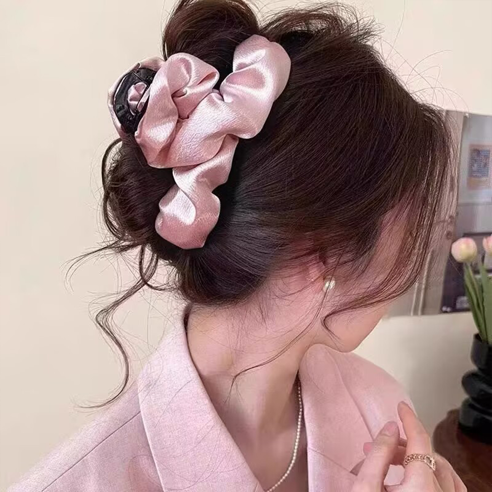 Large Satin Hair Claw Korean S - Korean Daily Lifestyle 评论和价格