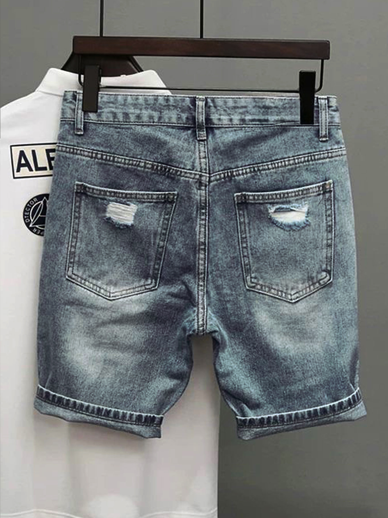 Light Blue Denim Shorts Men's  - Korean Lifestyle 评论和价格