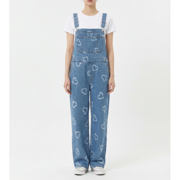 Love Heart Denim Overalls Wome - Korean Daily Lifestyle 评论和价格