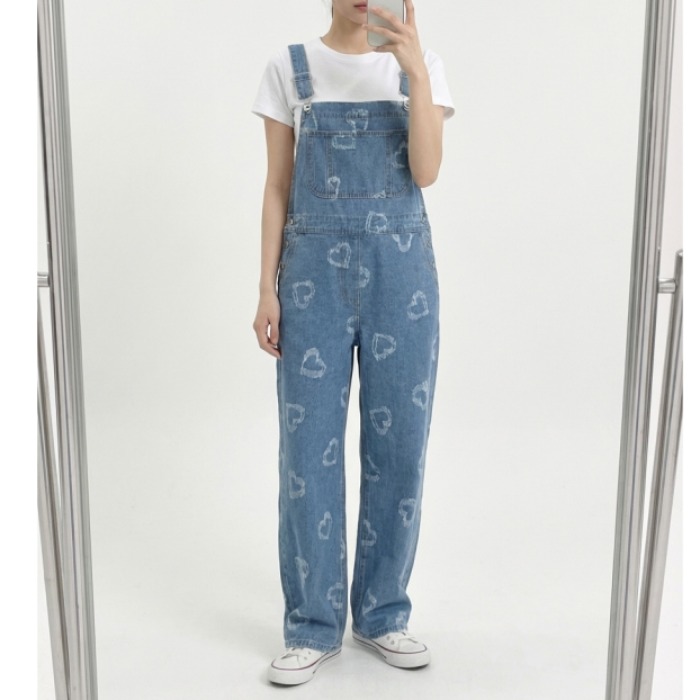 Love Heart Denim Overalls Wome - Korean Daily Lifestyle 评论和价格