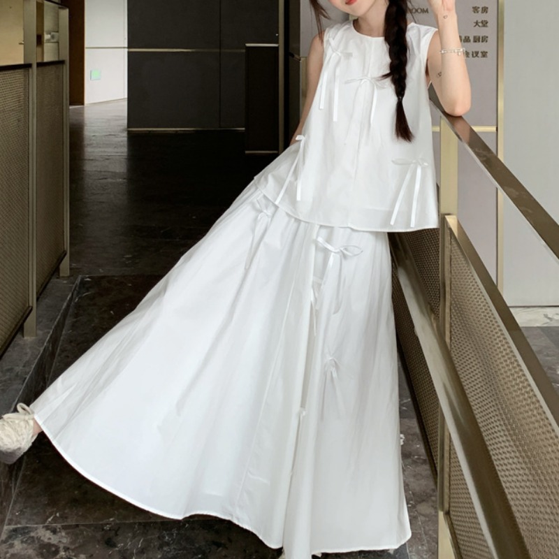 White Dress Sets for Women Bow - Korean Lifestyle 评论和价格